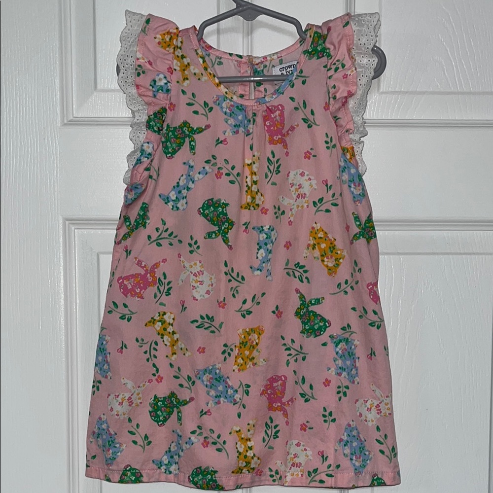 Crown & Ivy Pink Ruffled Tiered Sundress with Flutter Sleeves